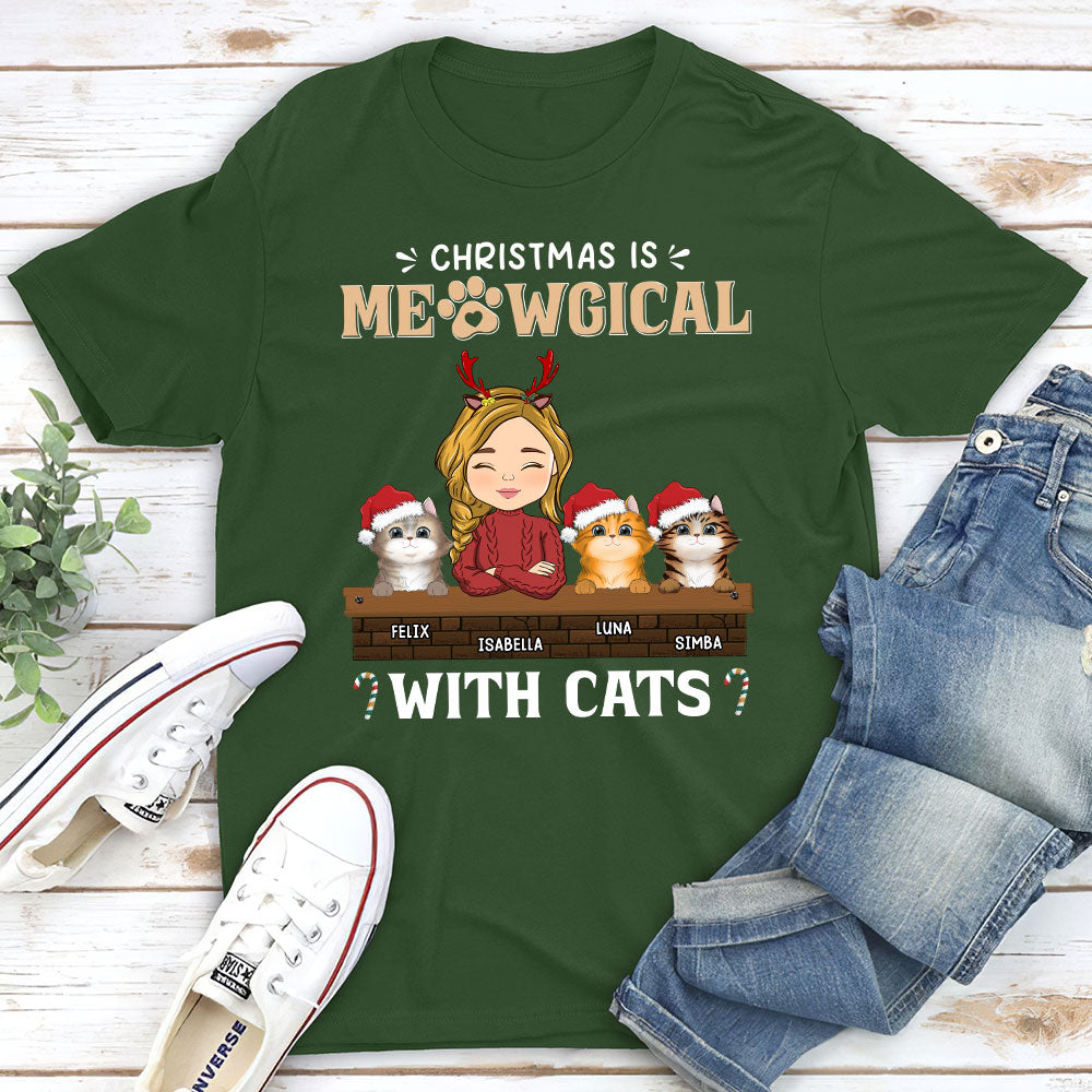 Magical Christmas Meow - Personalized Custom Unisex 5.3 oz T-shirt