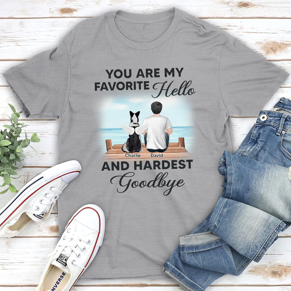 My Favorite Hello Memorial Beach - Personalized Custom Unisex 5.3 oz T-shirt for Pet Lovers