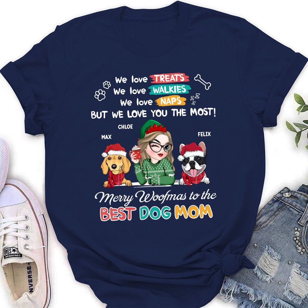 Merry Woofmas To Dad Mom - Exclusive Personalized Custom Women's T-shirt for Pet Lovers