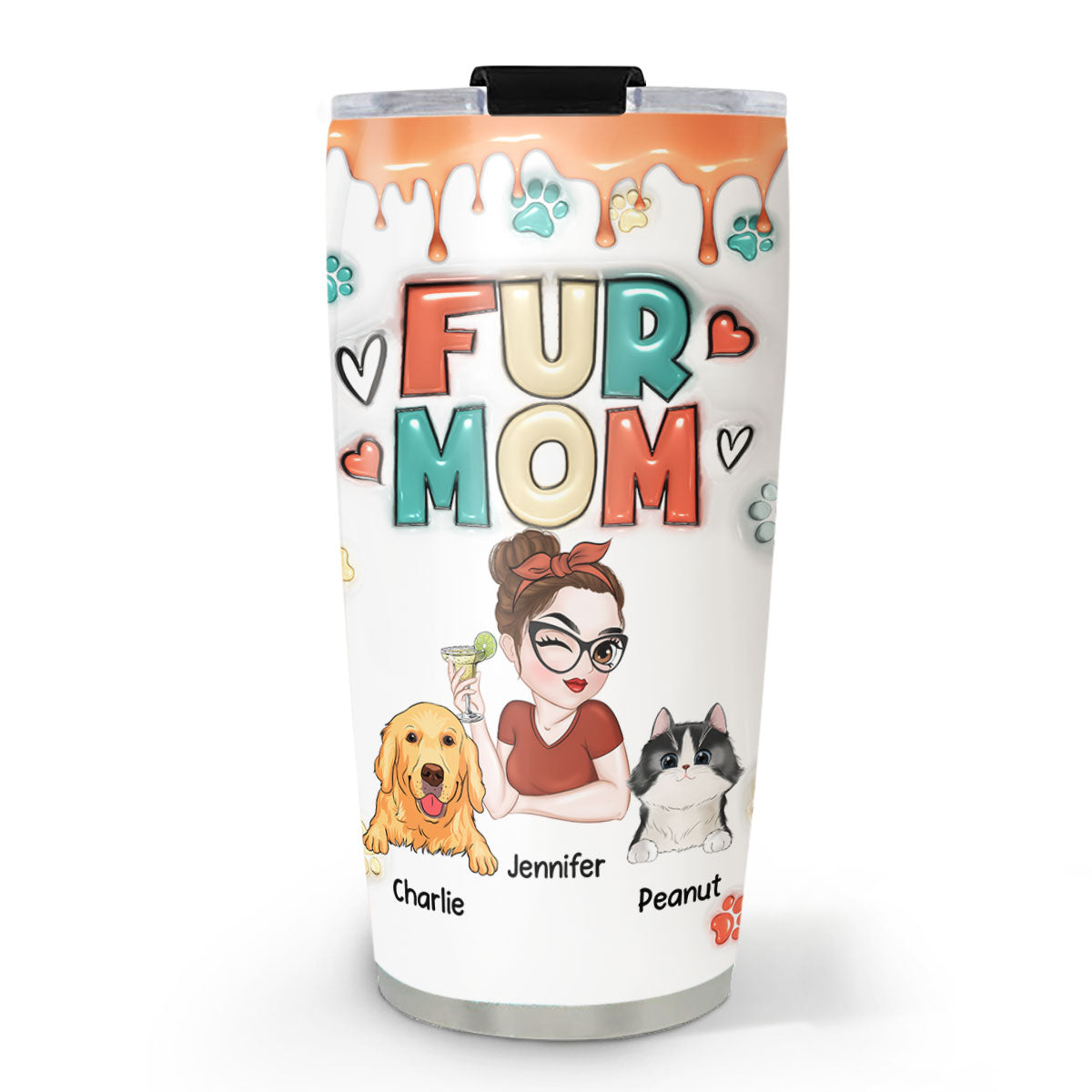 Mom of Pet - Personalized Custom 3D Inflated Effect 20oz Stainless Steel Tumbler with Thousands of Cool Designs