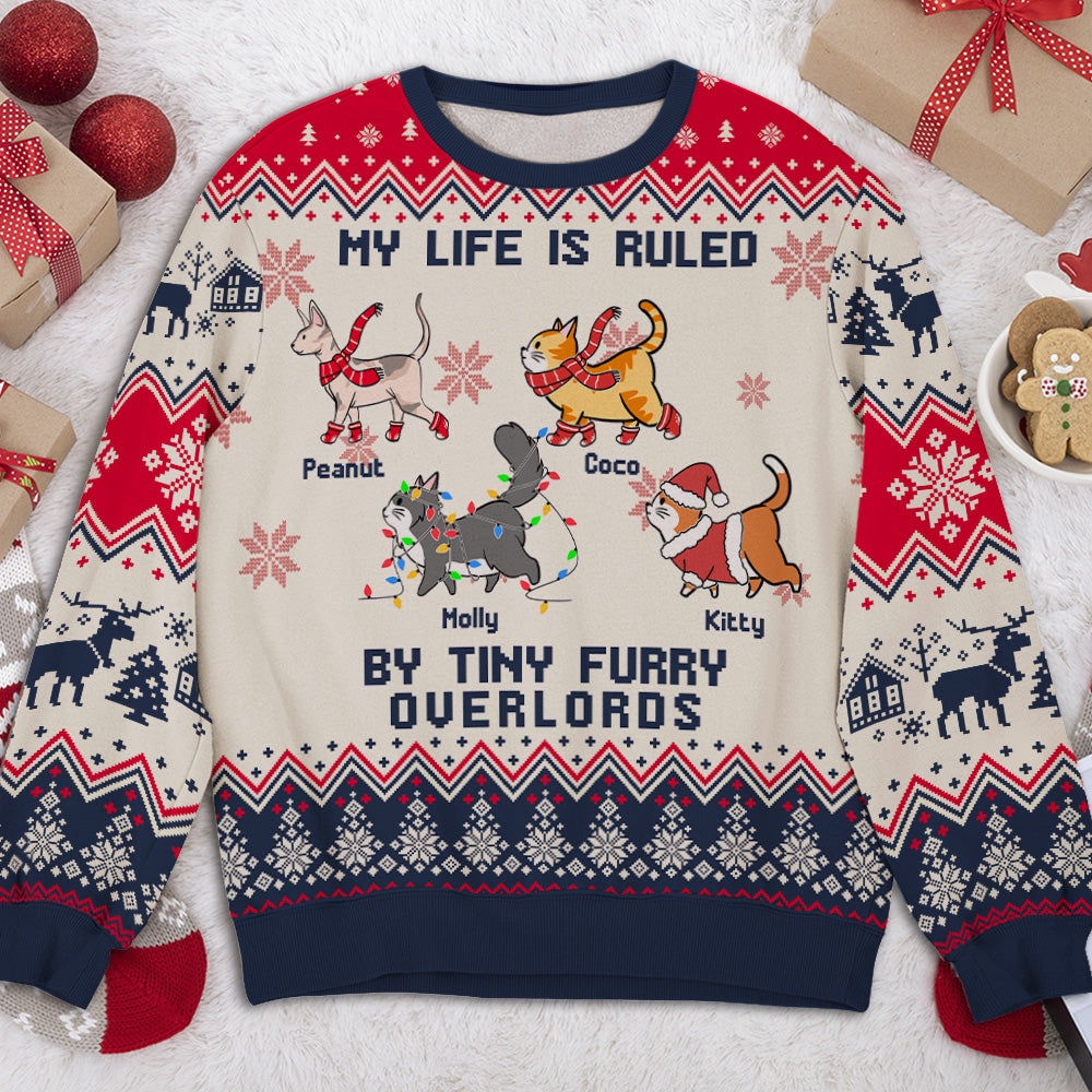 Tiny Furry Overlord - Customizable All-Over-Print Polyester Blend Unisex 8.8 oz Sweatshirt for Pet Lovers