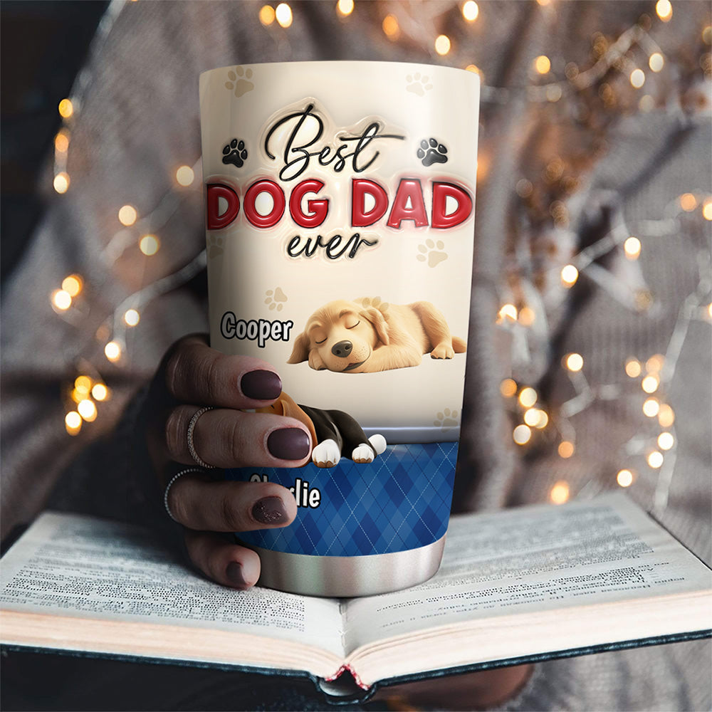 Best Handsome Dog Dad Ever - Personalized Custom 3D Inflated Effect 20oz Stainless Steel Tumbler with Thousands of Cool Designs