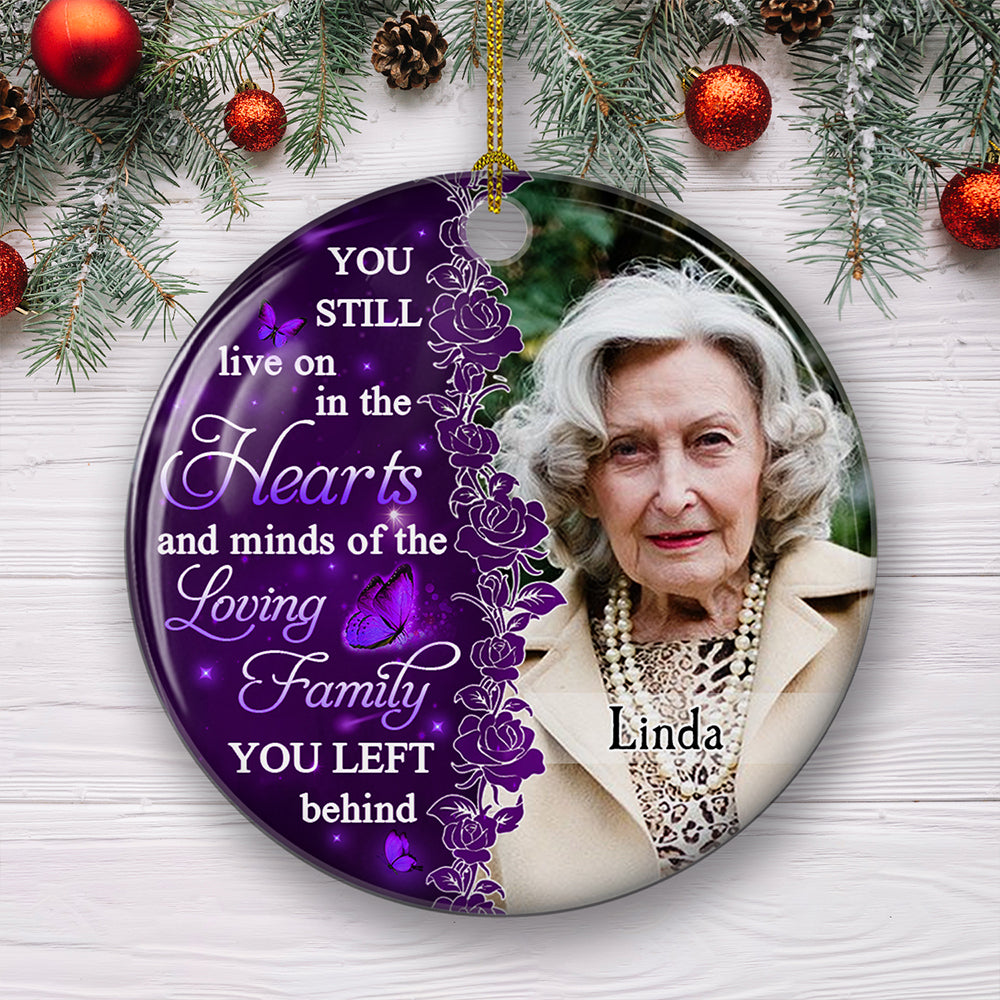 Personalized Custom Hearts And Minds Circle Ceramic Ornament - Premium White, 3' Diameter