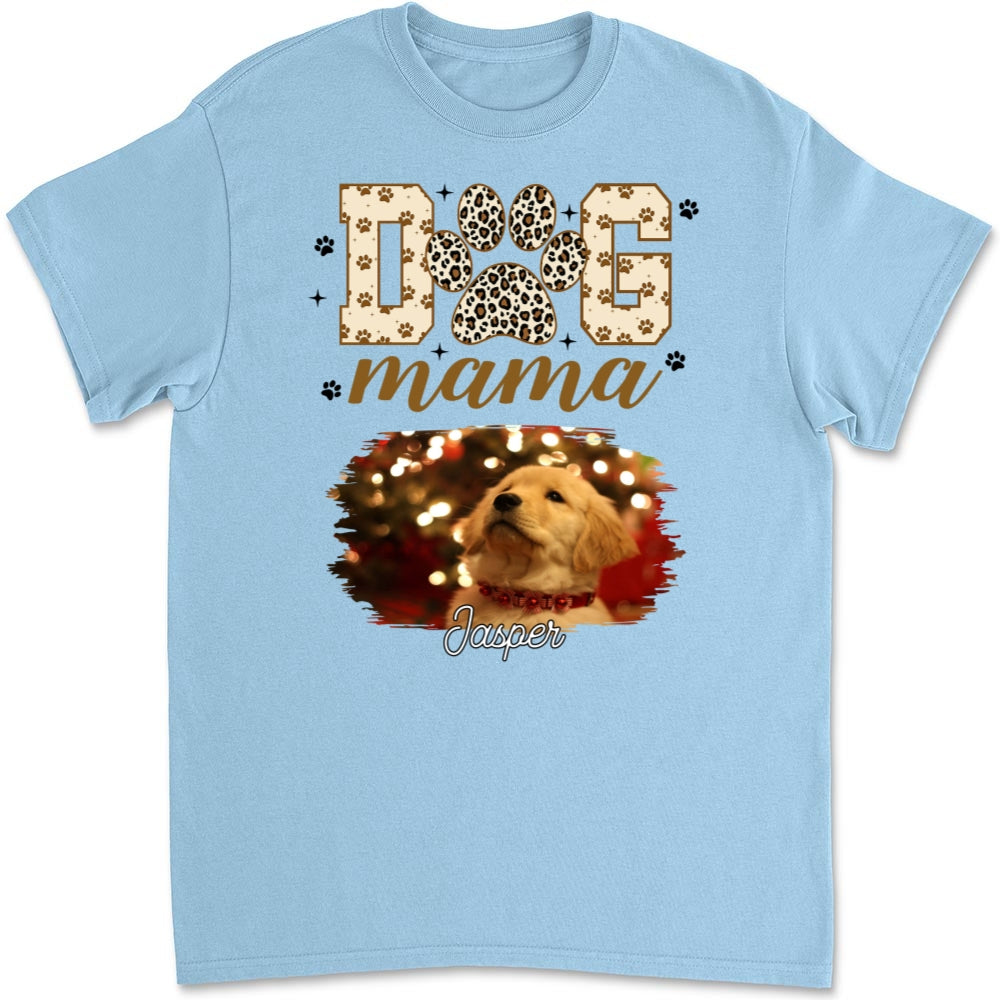 Leopard Dog Mama Personalized Custom Unisex 5.3 oz T-shirt - Ideal Gift for Pet Lovers
