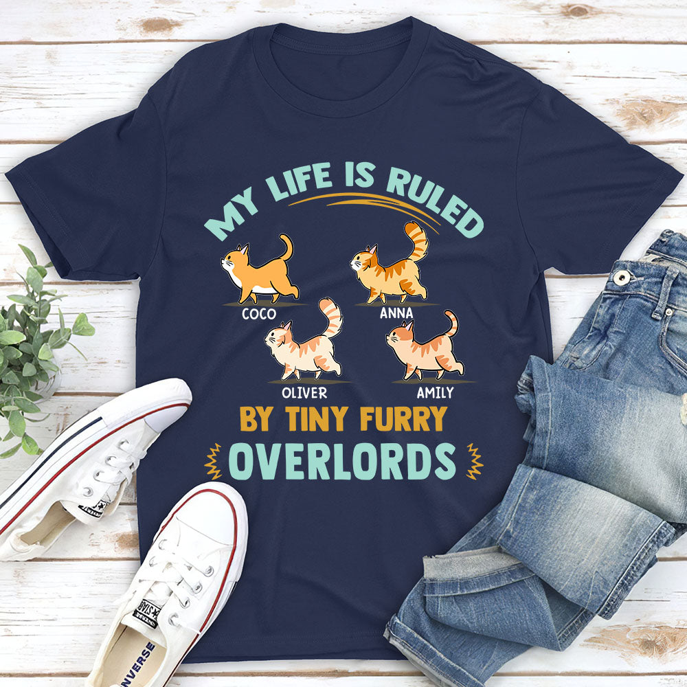 Furry Overlords Walking Cat - Personalized Custom Unisex 5.3 oz T-shirt for Pet Lovers