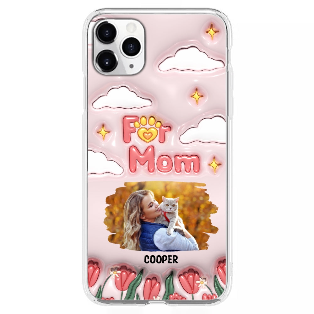 Personalized Custom 3D Inflated Effect 'I Love My Fur Mom' Photo Phone Case - Stylish and Protective
