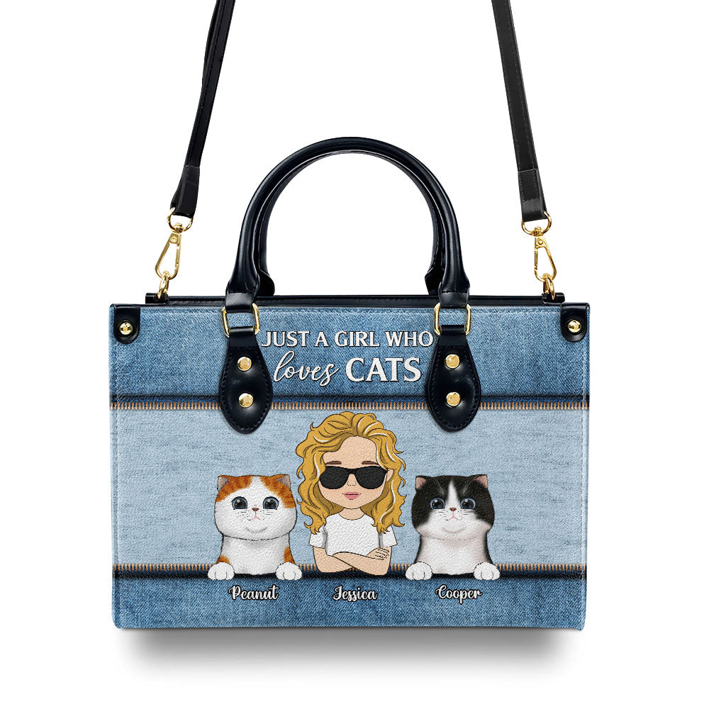 Just A Girl - Personalized Custom Leather Handbag for Fur Baby Lovers