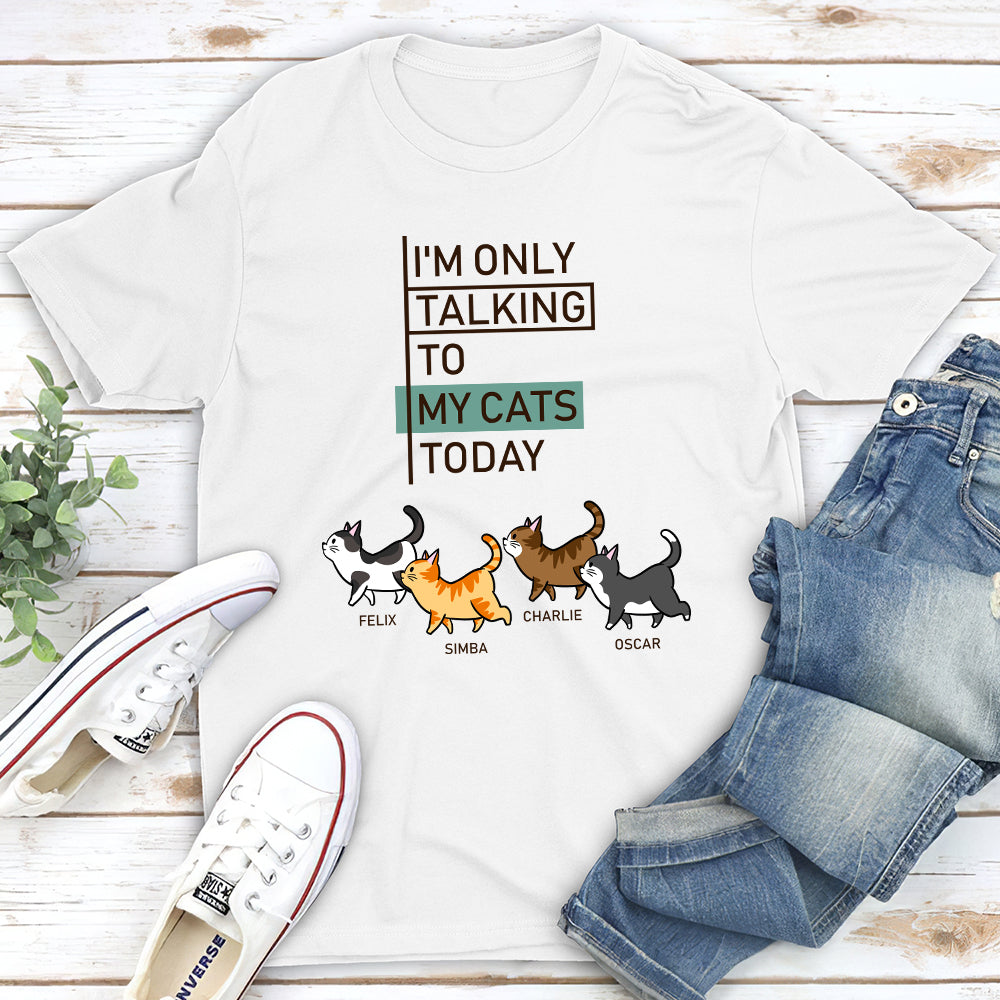 Unique Personalized Custom Unisex Talking To Cats Simple T-shirt