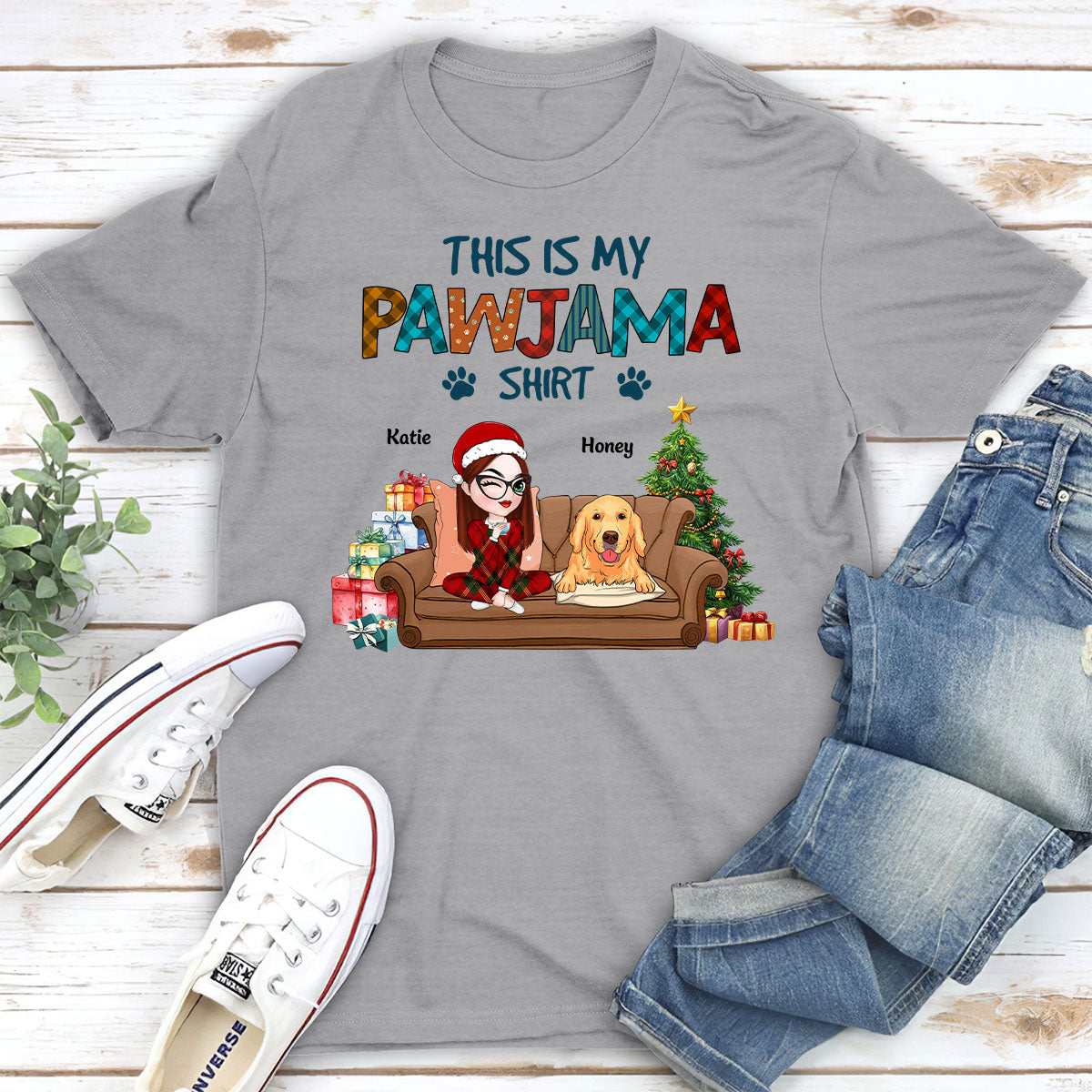 My Pawjama Personalized Custom Unisex 5.3 oz Sleepshirt T-Shirt - Ideal Gift for Pet Lovers
