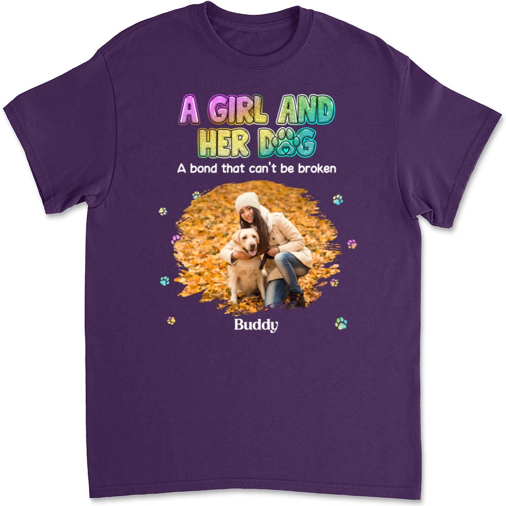 Personalized Custom Unisex T-shirt with A Girl And Her Dog Photo - Ideal Gift for Pet Lovers