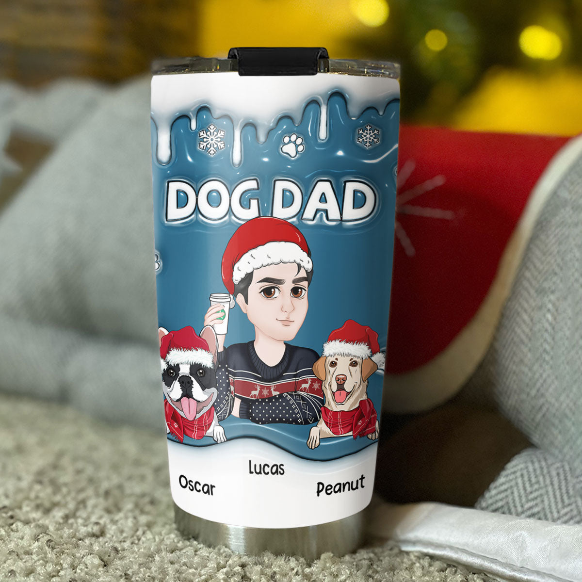 Christmas Personalized Custom 3D Inflated Effect 20oz Tumbler for Dog Parents - Ver 2