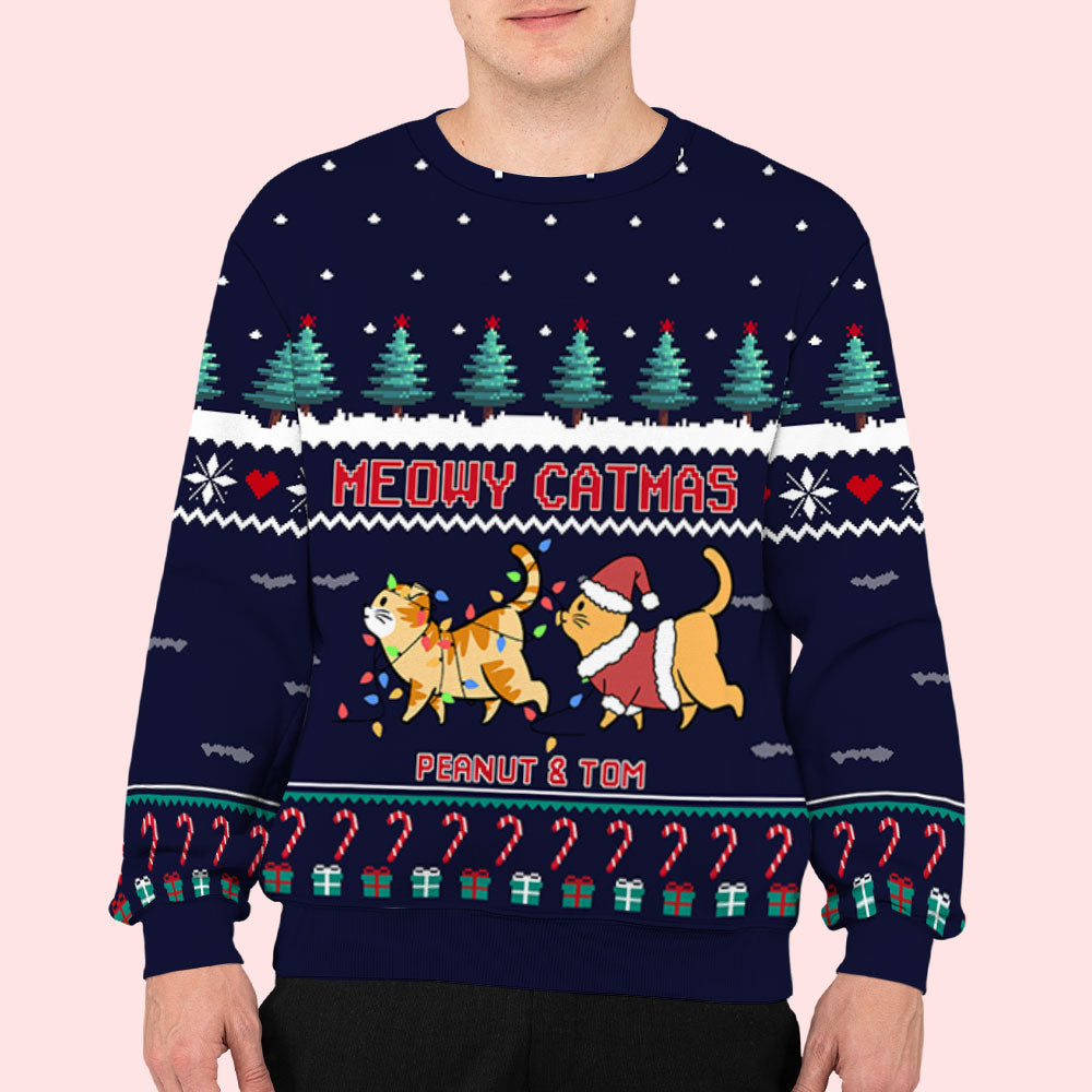 Personalized Custom All-Over-Print Cat Pine Tree Sweatshirt - Ideal Gift for Pet Lovers
