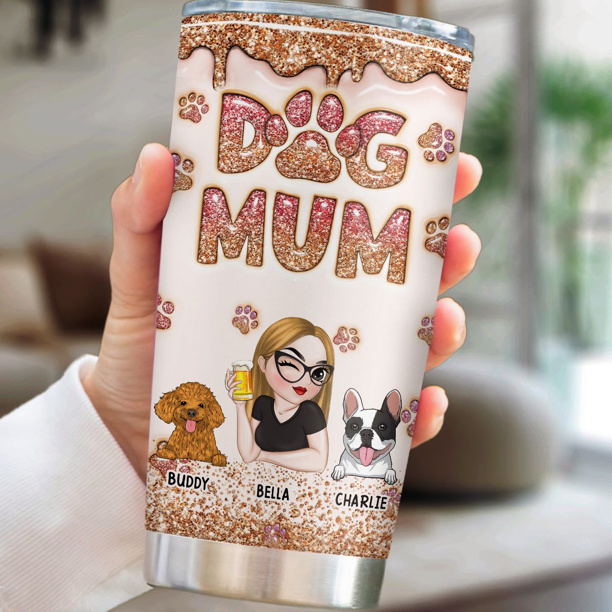 Exquisite Personalized Custom 3D Inflated Effect Tumbler for Lovely Dog Moms