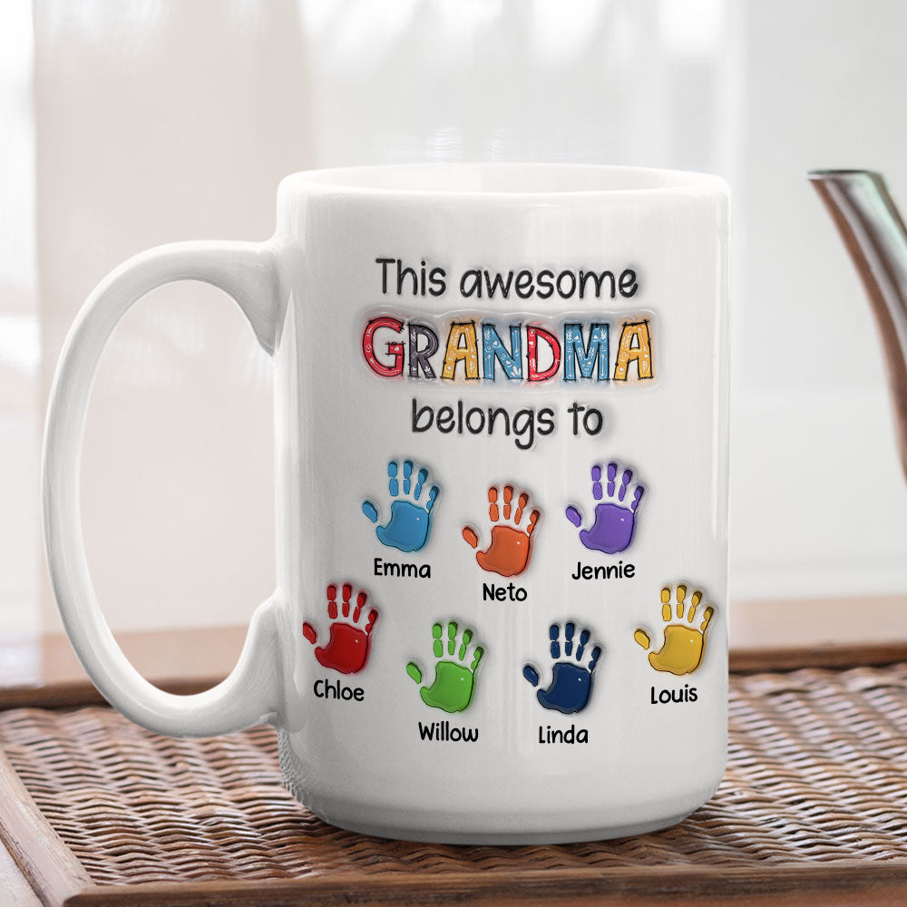 This Awesome Nana Belongs to Us - Personalized Custom 3D Inflated Effect 11oz/15oz Ceramic Mug