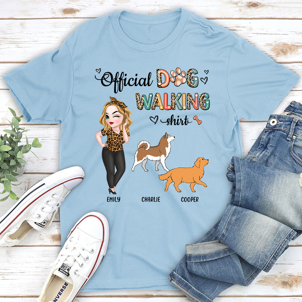 Personalized Custom Unisex Dog Walking Cotton T-shirt - Ideal Gift for Pet Lovers