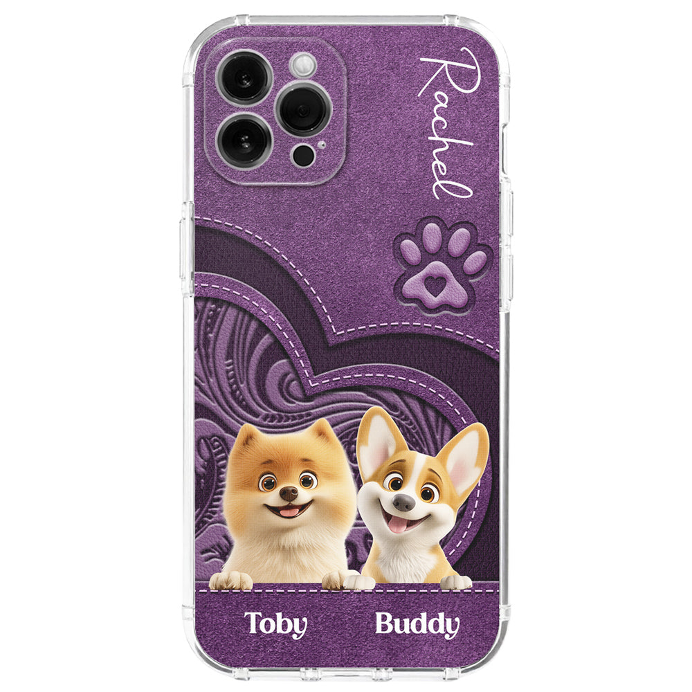 Adorable Dog Cartoon Personalized Custom Leather Phone Case