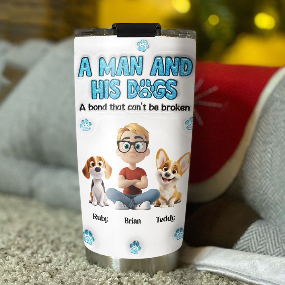 A Man And His Dog - Personalized Custom 3D Inflated Effect 20oz Stainless Steel Tumbler with Thousands of Cool Designs