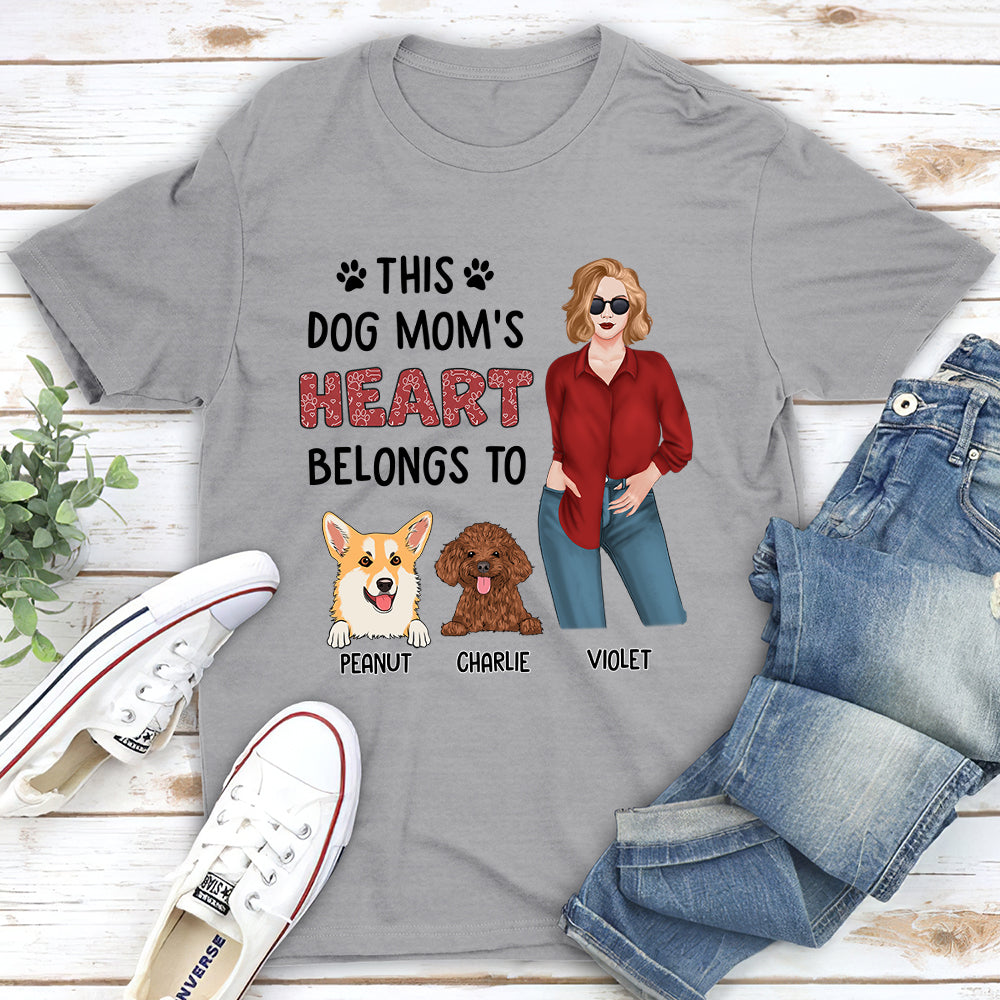 Dog Mom Heart 1 - Personalized Custom Unisex T-shirt for Pet Lovers