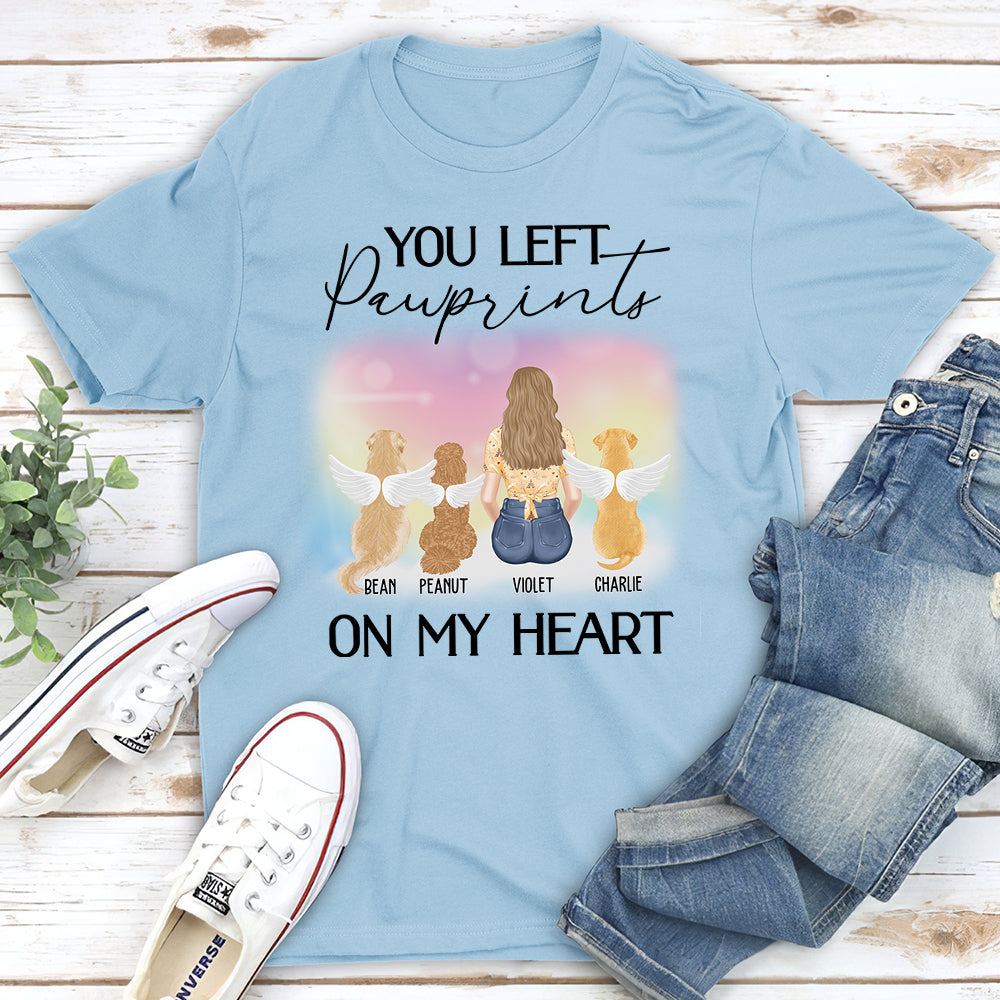 You Left Pawprints - Personalized Custom Unisex Memorial T-shirt for Pet Lovers