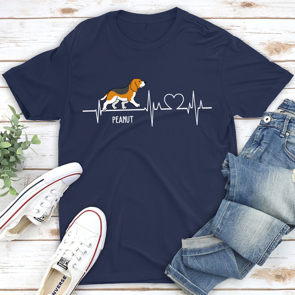 Dog Heartbeat - Personalized Custom Unisex 5.3 oz T-shirt for Pet Lovers