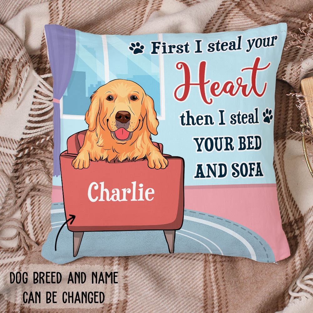 Steal Your Heart - Personalized Custom Linen Throw Pillow in 12' x 12' and 18' x 18' Sizes