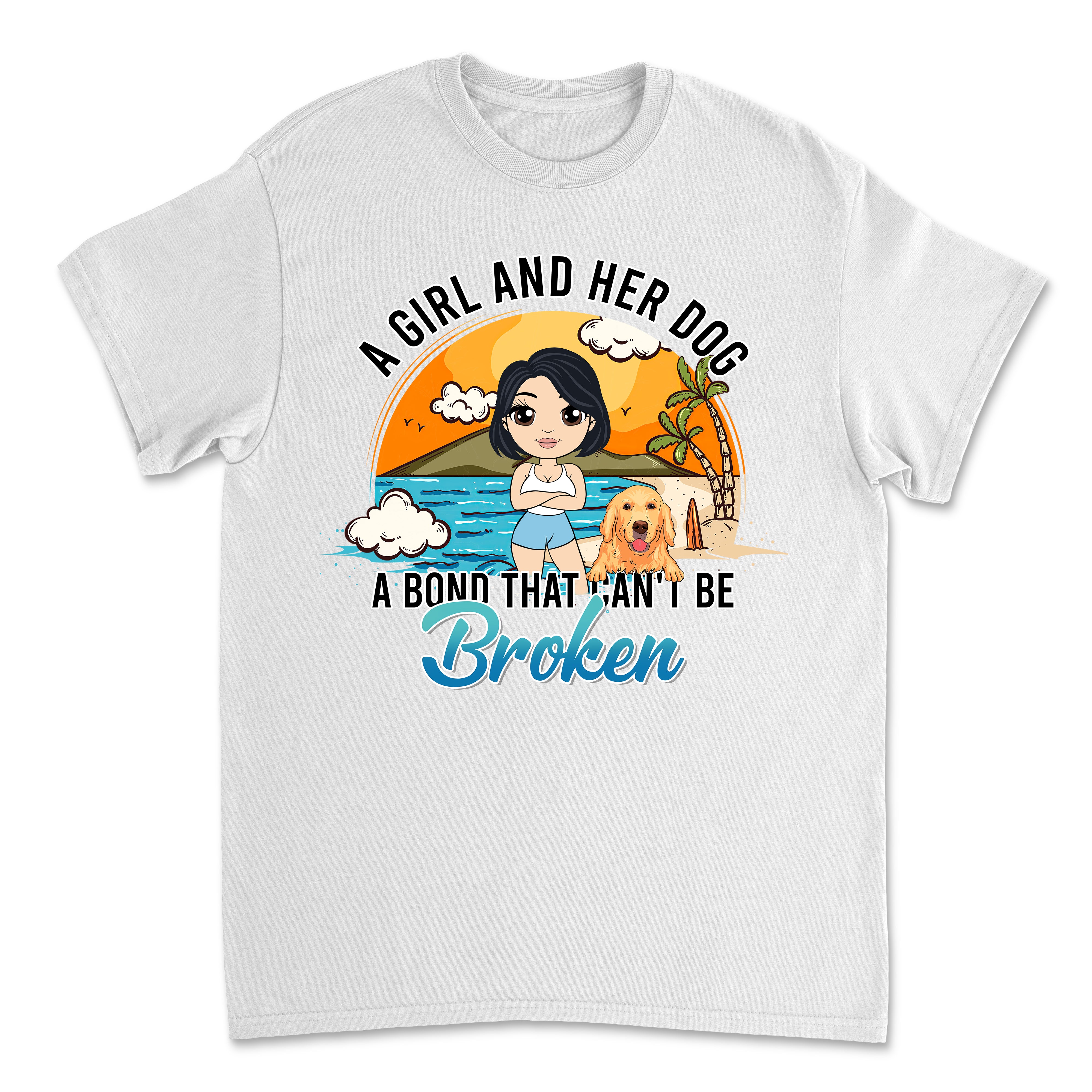 Girl And Dog 1 - Personalized Custom Unisex 5.3 oz T-shirt for Pet Lovers