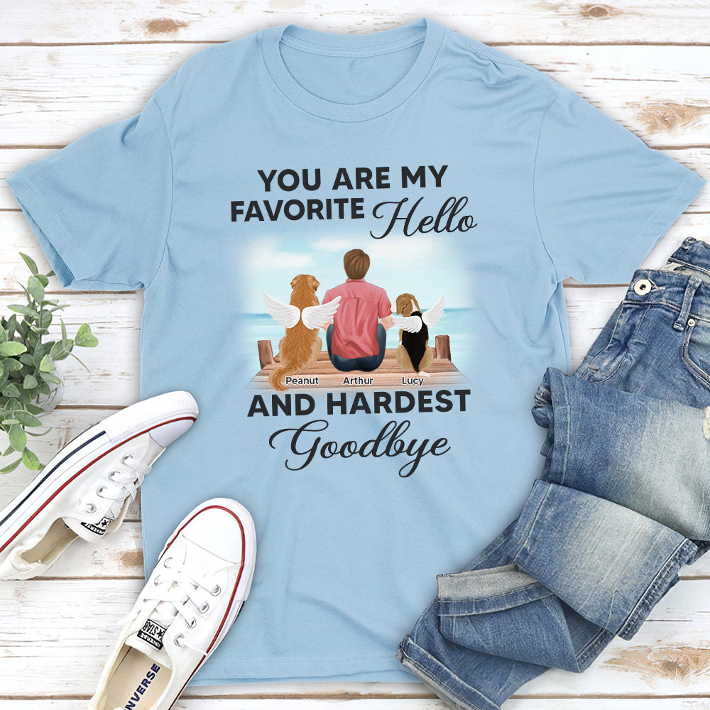 My Favorite Hello Memorial Beach - Personalized Custom Unisex 5.3 oz T-shirt for Pet Lovers