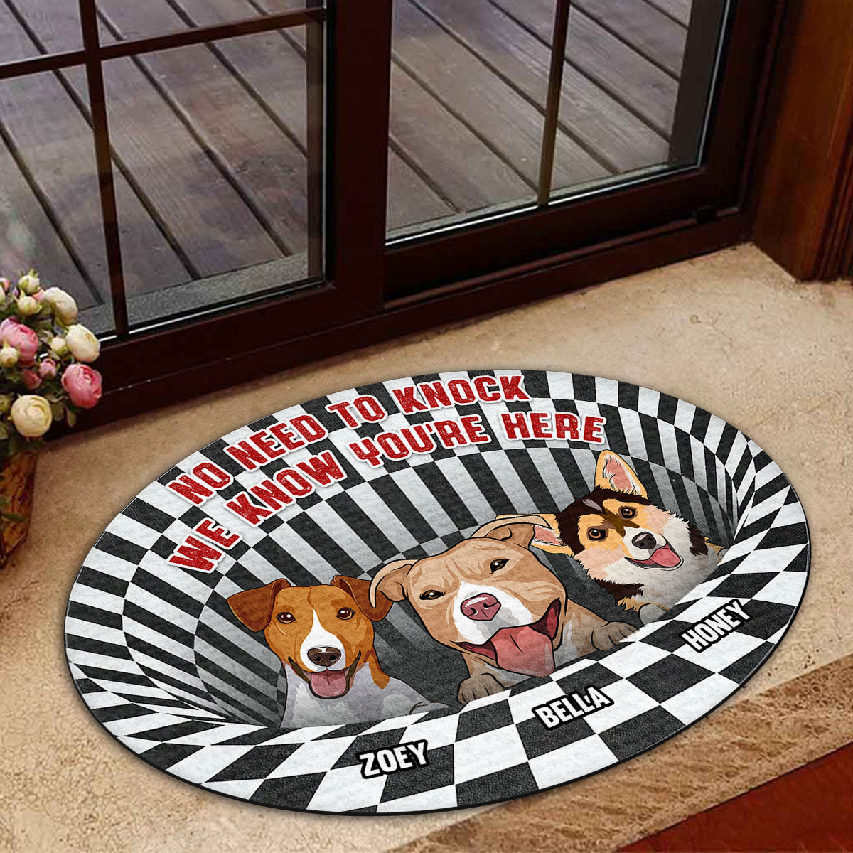 No Need To Knock - Customizable Personalized Doormat with Your Dog's Picture