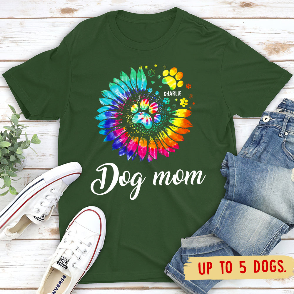 Unique Personalized Custom Unisex Dog Mom Pawprint T-shirt
