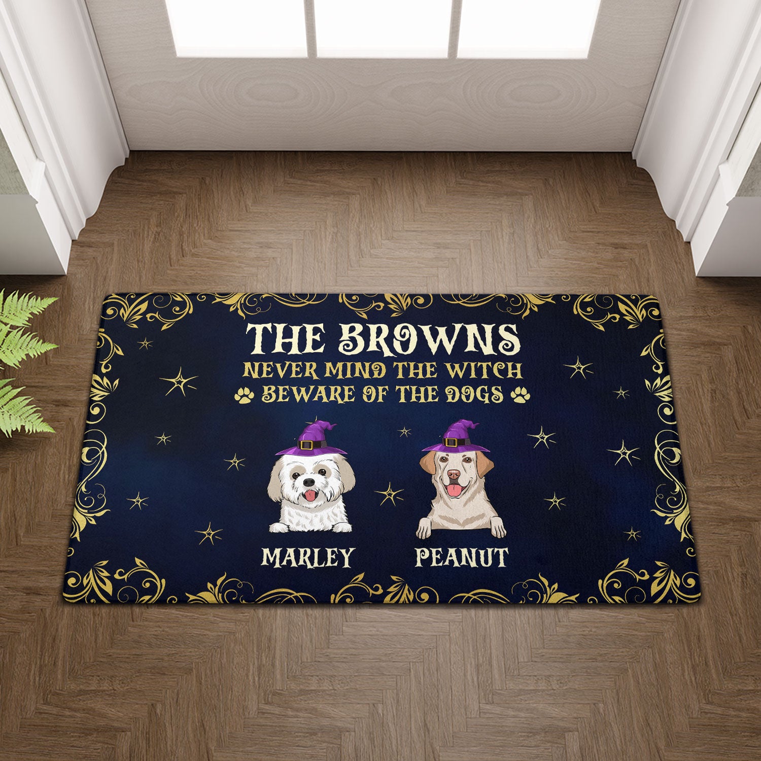 Never Mind The Witch - Customizable Personalized Doormat with Your Dog's Picture