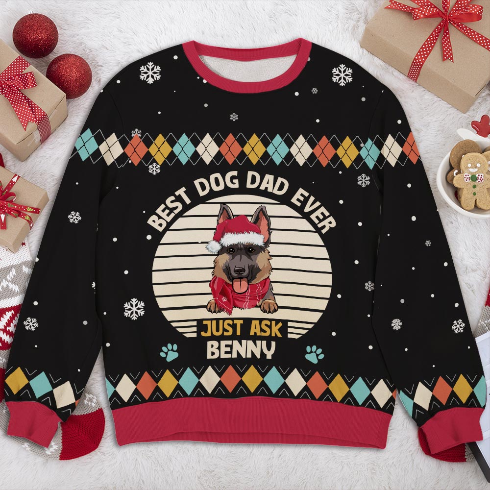 Best Dog Dad/Mom Ever - Personalized Custom All-Over-Print Unisex 8.8 oz Polyester Blend Sweatshirt for Pet Lovers
