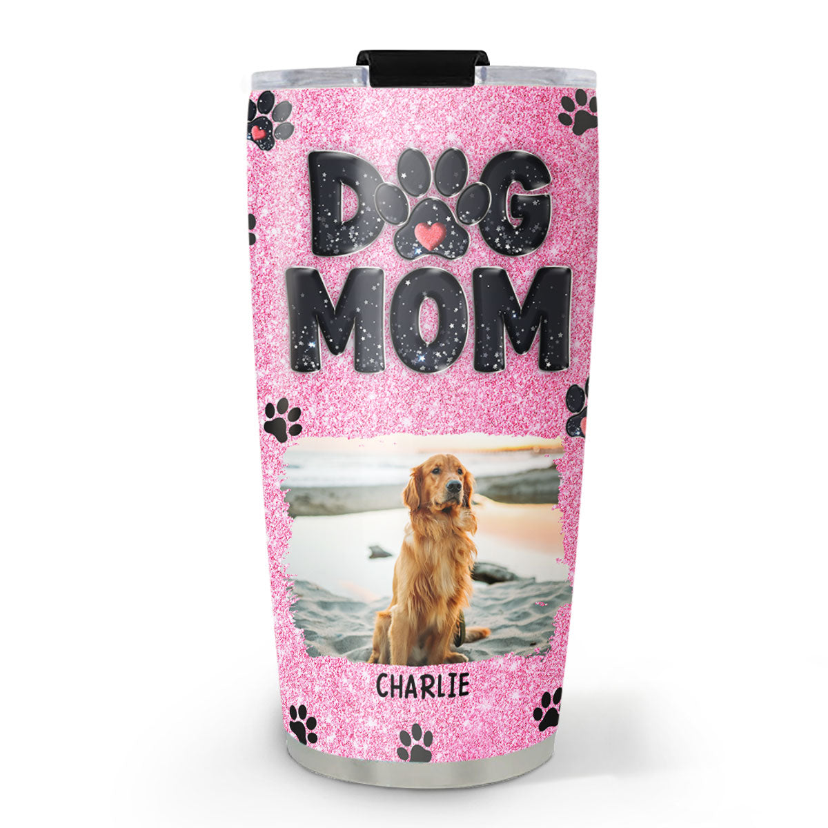 Exquisite Personalized Custom Tumbler - Lovely Dog Mom Blink Photo