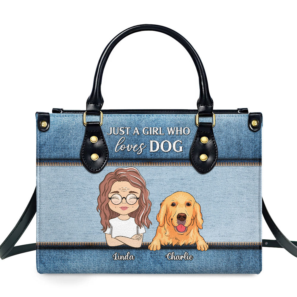 Just A Girl - Personalized Custom Leather Handbag for Fur Baby Lovers