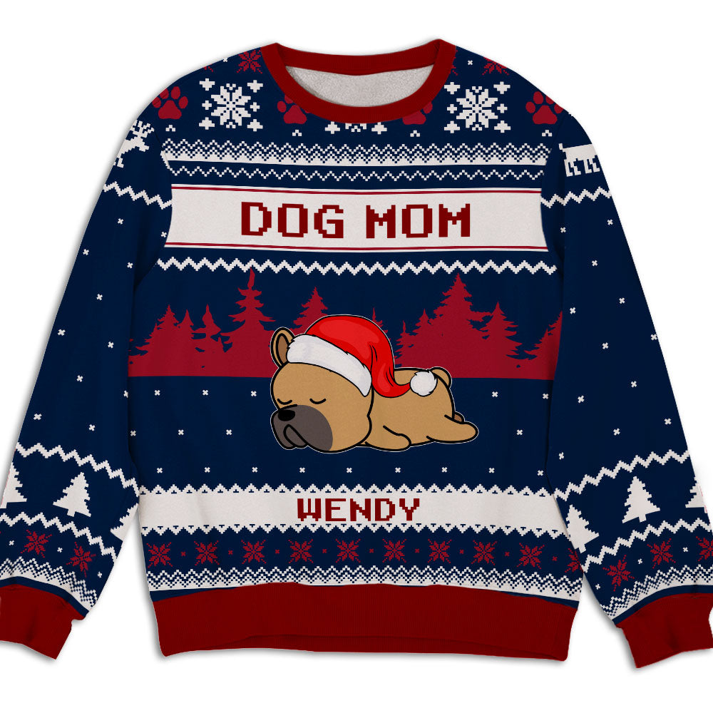 Customizable Personalized All-Over-Print Dog Mom Winter Sweatshirt - Ideal Gift for Dog Lovers