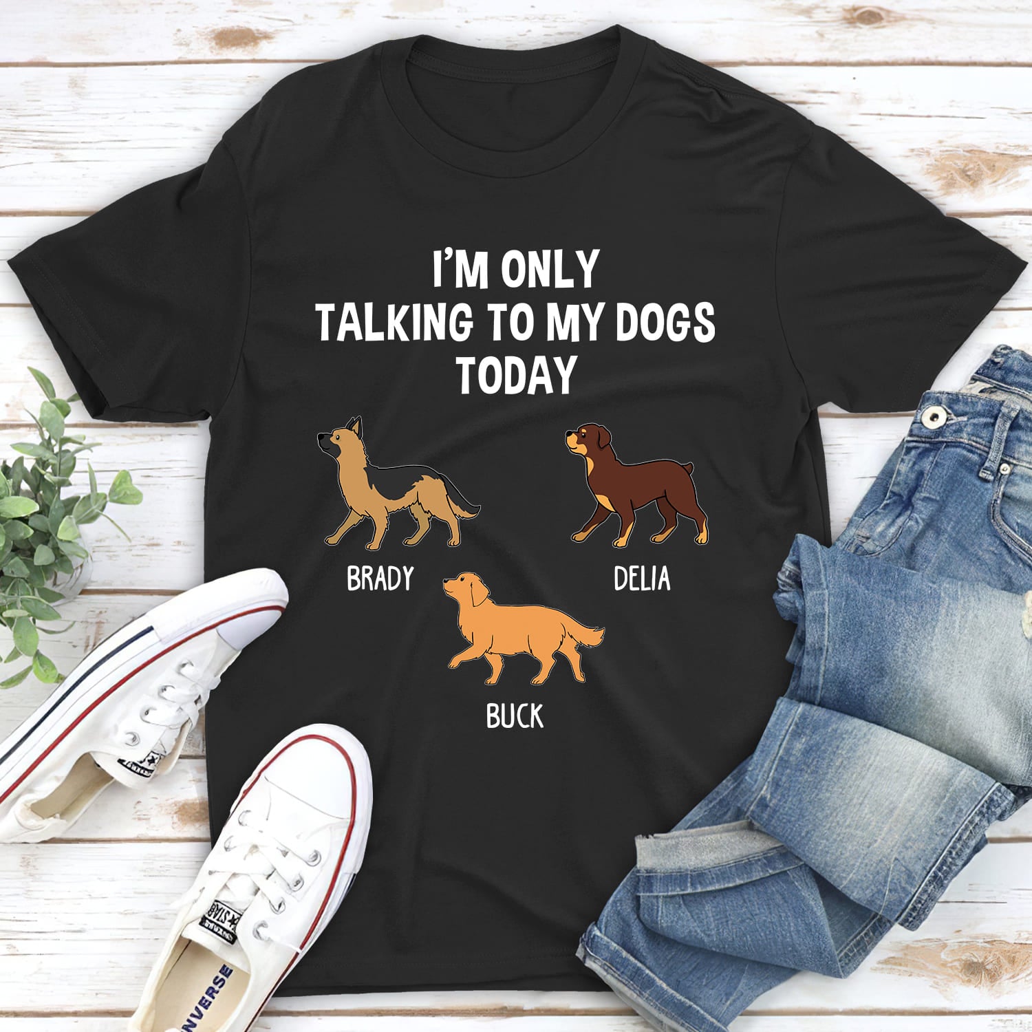 Only Talk To My Dog - Personalized Custom Unisex 5.3 oz T-shirt for Pet Lovers