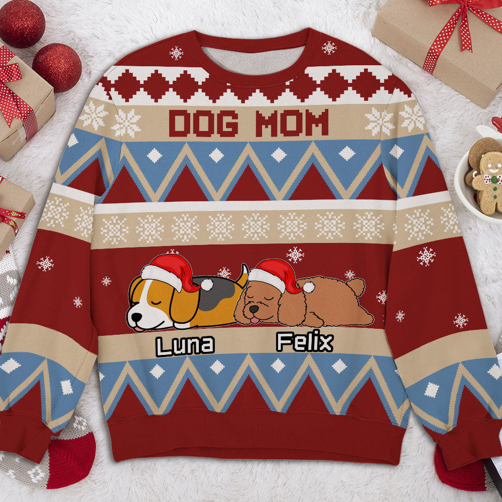 Dog Mom Merry Christmas Personalized Custom All-Over-Print Unisex 8.8 oz Polyester Blend Sweatshirt