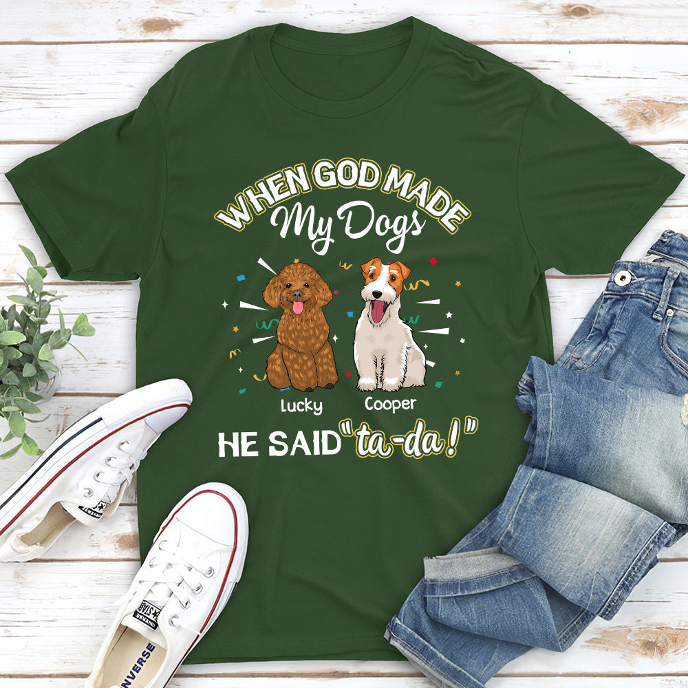 God Made My Dog - Personalized Custom Unisex 5.3 oz T-shirt for Pet Lovers