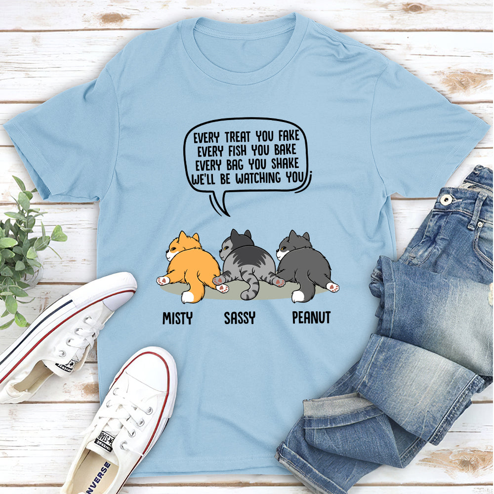 Unique Watching You Cat Butt Personalized Custom Unisex T-shirt for Pet Lovers