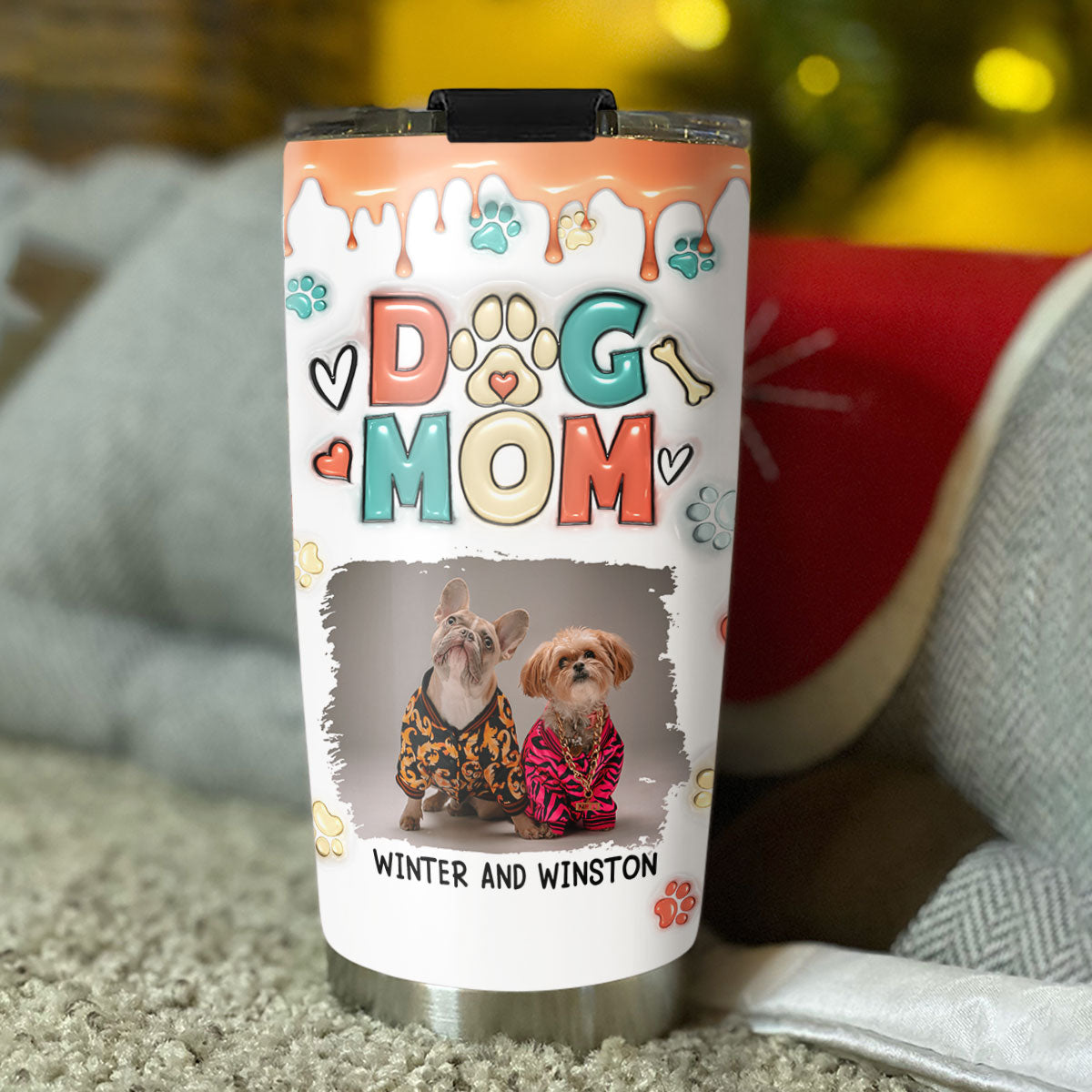 Adorable Custom 3D Inflated Effect Personalized Tumbler for Dog Moms