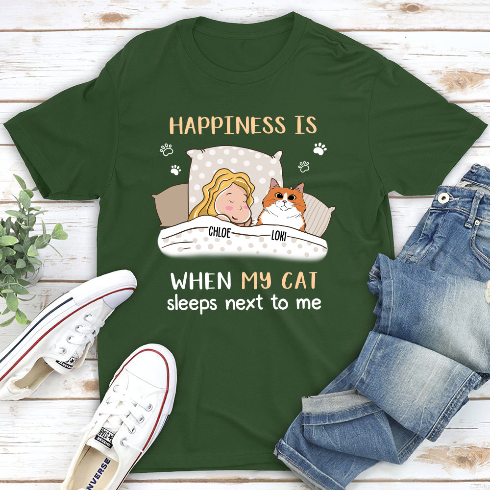 Cats Sleep Next To - Personalized Custom Unisex 5.3 oz T-shirt for Pet Lovers