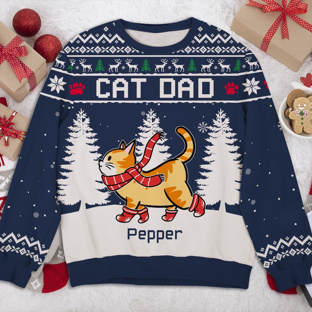 Winter Cat - Exclusive Personalized Custom All-Over-Print Unisex Sweatshirt for Pet Lovers