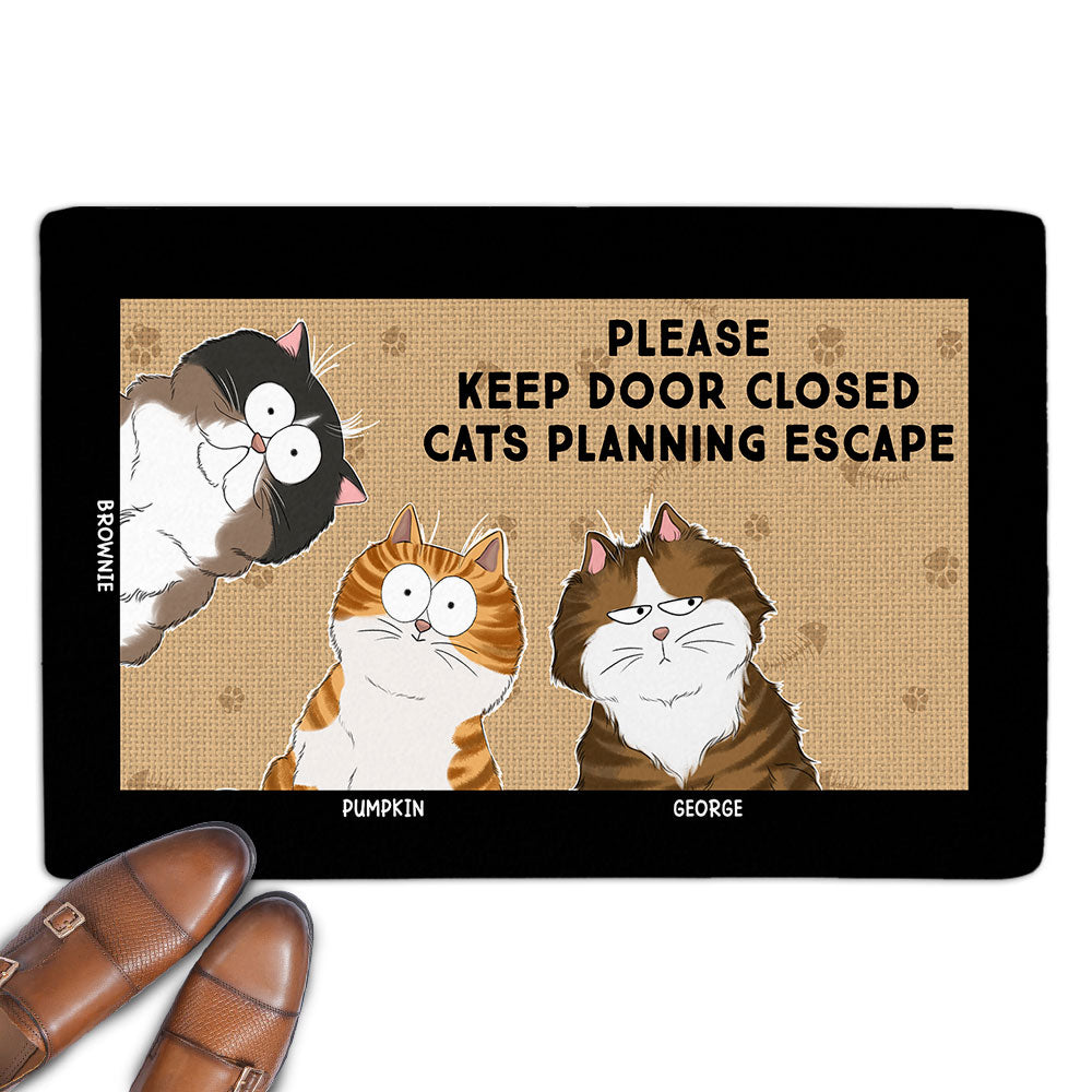 Personalized Custom Keep Door Closed Doormat with Cat Picture