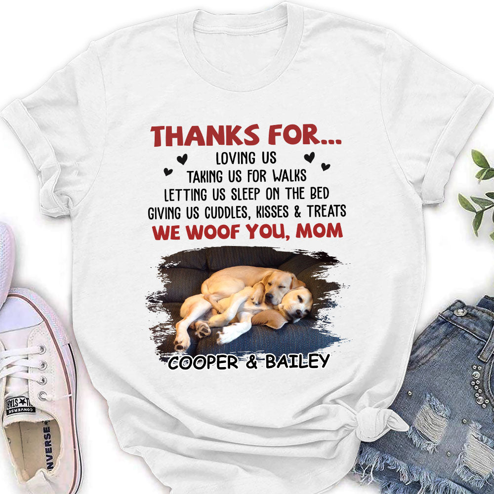 Mom Thanks For Loving Me - Personalized Custom Women's Cotton Blend T-shirt for Pet Lovers