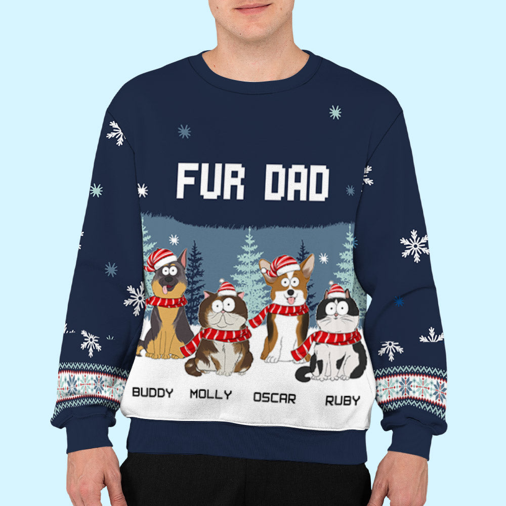 Fur Dad Forest - Personalized Custom All-Over-Print Unisex 8.8 oz Polyester Blend Sweatshirt