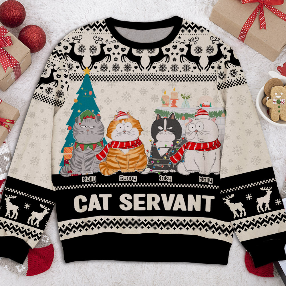 Personalized Custom All-Over-Print Christmas With Cats Unisex Sweatshirt