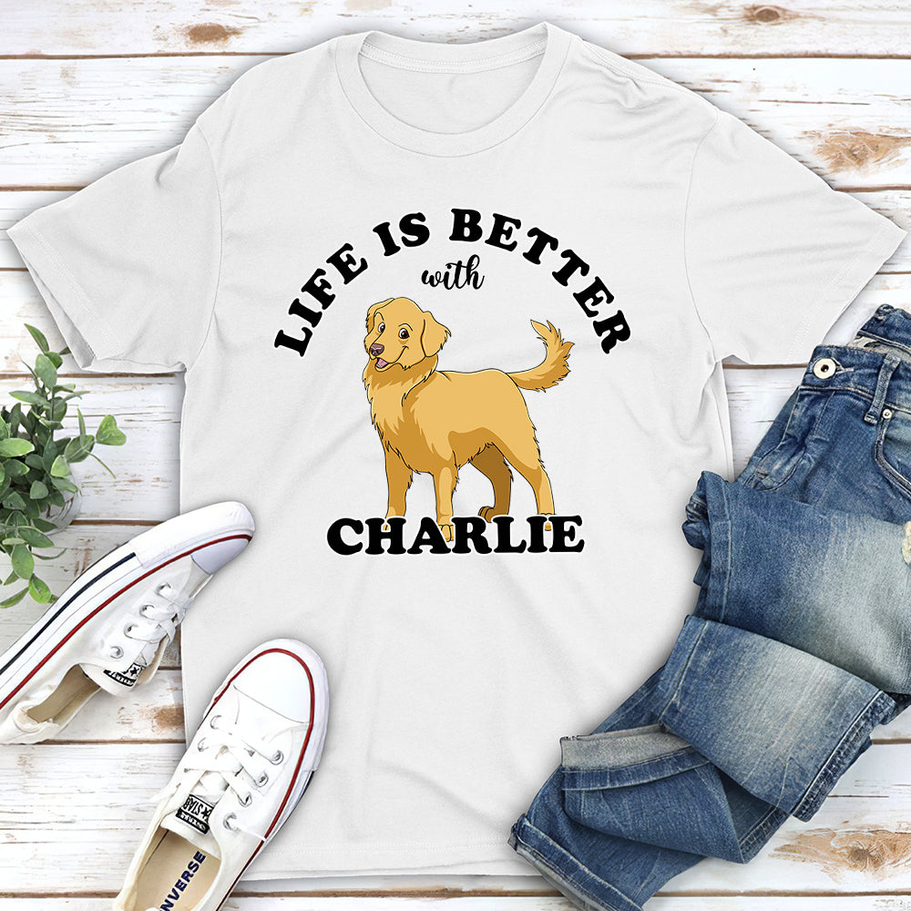 Life Better Cartoon - Personalized Custom Unisex 5.3 oz T-shirt for Pet Lovers
