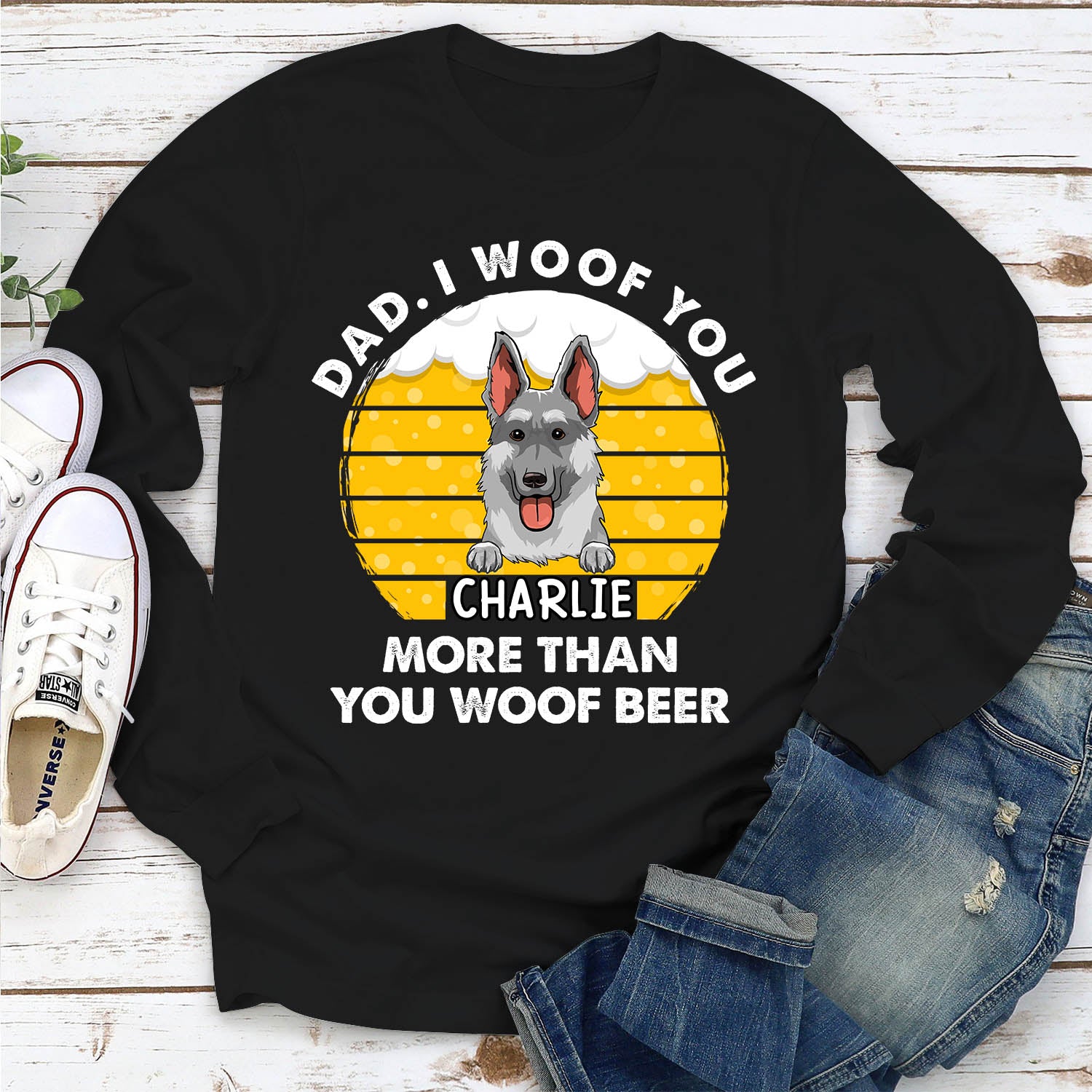 You Woof Beer - Personalized Custom Unisex 6.0 oz Long Sleeve T-shirt for Pet Lovers