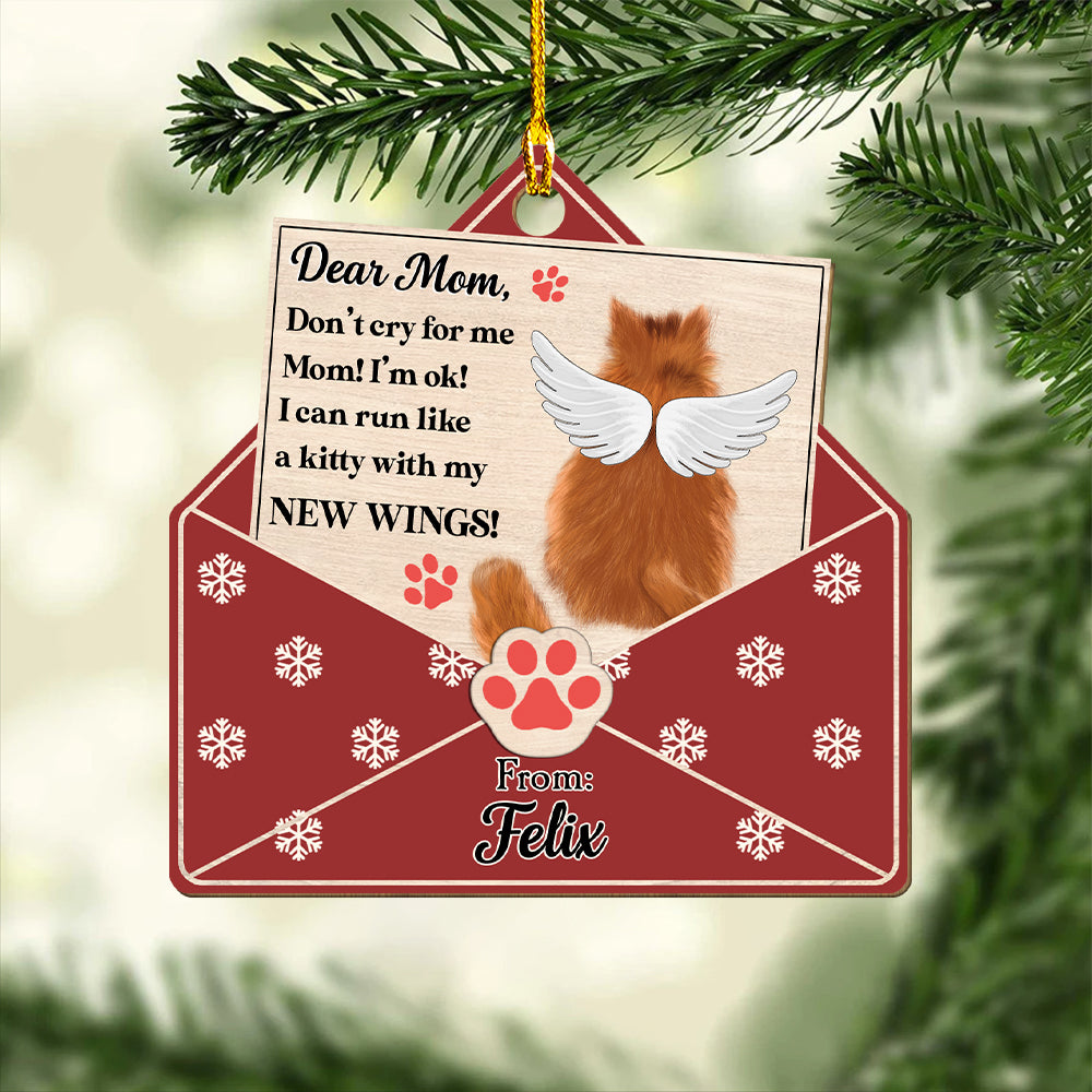 Dear Mom - Personalized 1-layered Custom Wood Ornament for Pet Lovers