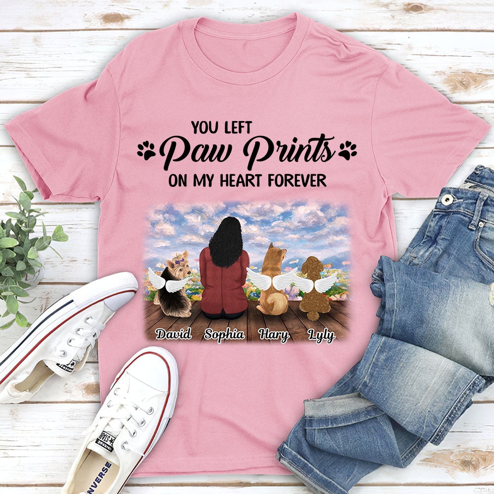 Your Paw Prints On My Heart - Personalized Custom Unisex Memorial T-shirt for Pet Lovers