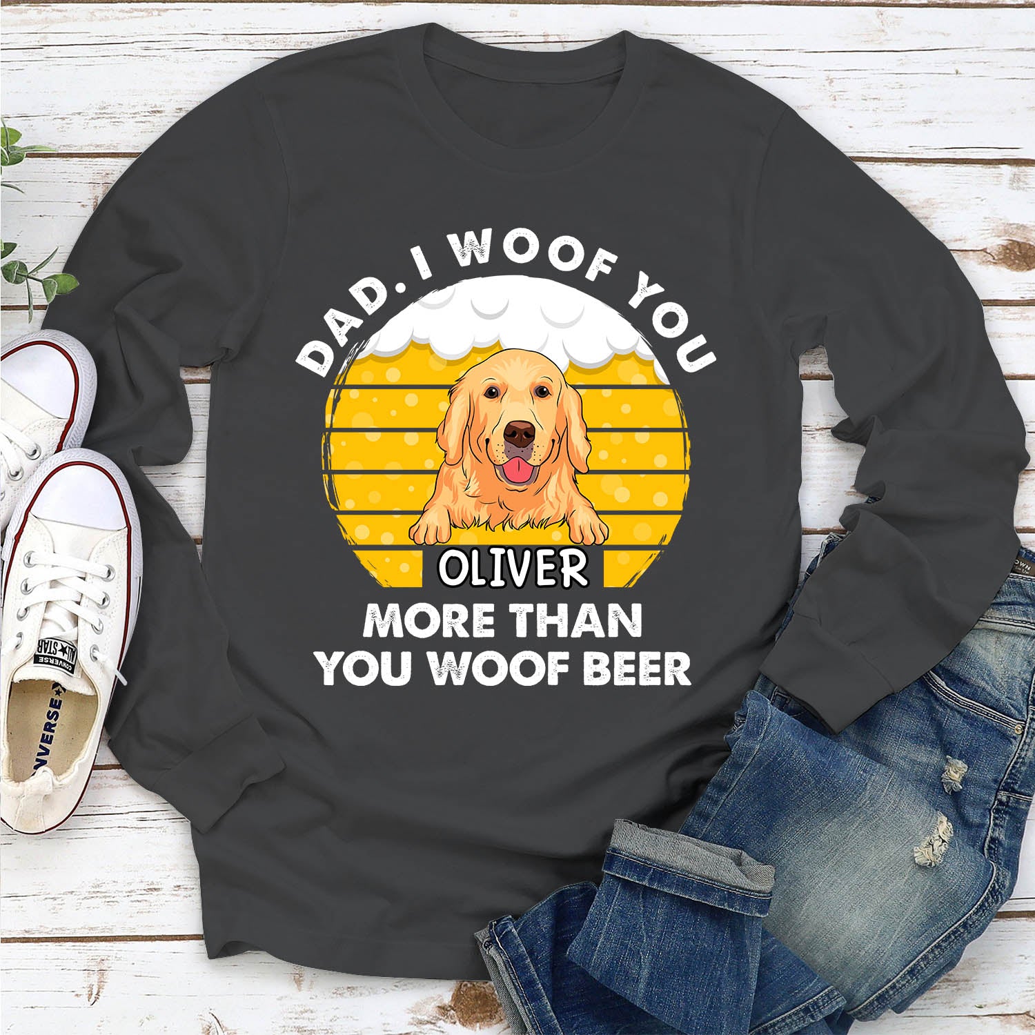 You Woof Beer - Personalized Custom Unisex 6.0 oz Long Sleeve T-shirt for Pet Lovers